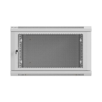 6. LANBERG Wandregalschrank 19" 6U 600x600 GRAU PERFORATIONSTÜR (BAUFLAUF)