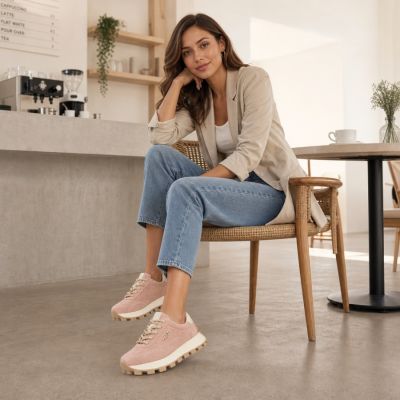 10. Leder-Plateau-Sneaker, pinkfarben, Filippo DP7498