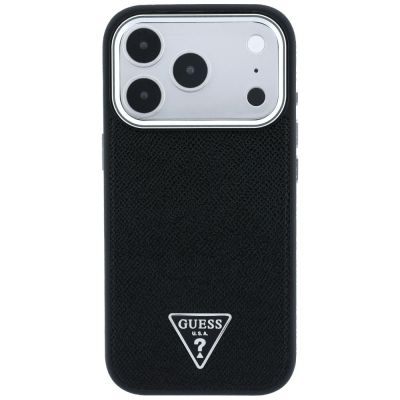 3. Guess MagSafe-Hülle mit genarbtem Dreieckslogo für iPhone 17 Pro Max / 18 Pro Max – Schwarz