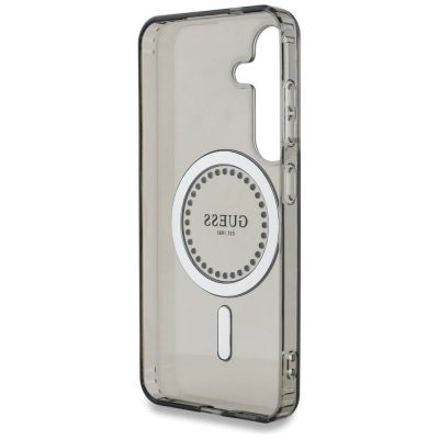 7. Guess Strass-bedruckte MagSafe-Hülle für Samsung Galaxy S25, schwarz