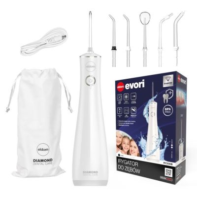 12. ELDOM Bewässerungsgerät RY200B, 230 ml, wiederaufladbar, weiß, Betriebszeit 60 Min., Ladezeit ca. 6 Std., IPX7, Reiseetui, USB-Kabel
