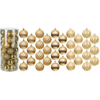 39. Dekorative Kunststoffkugeln, 6 cm, Set mit 35 Stück, Gold