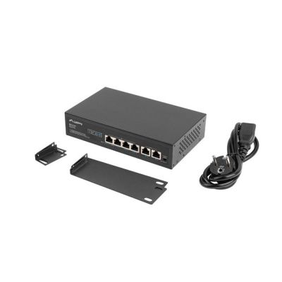 13. LANBERG Switch PoE+ Rack 10"/19" (4x 100 MB/s PoE+, 2x 100 MB/s) RSFE-4P-2FE-60