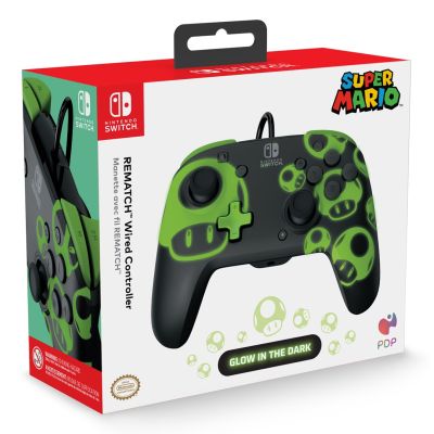 10. PDP REMATCH: 1-Up Leuchtet im Dunkeln Schwarz, Grün USB-Gamepad Analog/Digital Nintendo Switch, Nintendo Switch OLED