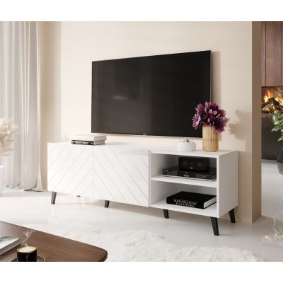 8. ABETO TV-Schrank 150x42x52 weiß/weiß glänzend