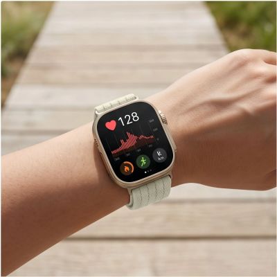 5. Tech-Protect Nylonarmband für Huawei Watch Fit 3 / 4 / 4 Pro / 5 / 5 Pro – Weiß