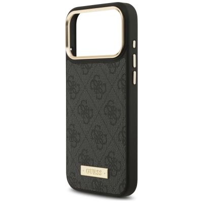 6. Guess 4G Logo Plate MagSafe Hülle für iPhone 17 Pro Max – Schwarz