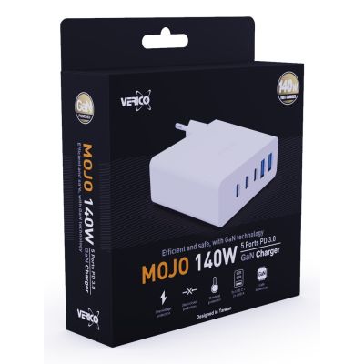 3. Verico 4OJ-ABGWE1-N1 Ladegerät für Mobilgeräte (Laptop, Smartphone, Tablet, Handy), Weiß, AC-Schnellladefunktion, intern