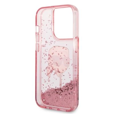 7. Karl Lagerfeld Glitzer Karl's Head Hülle für iPhone 14 Pro Max – Rosa