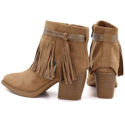 5. Damen-Cowboystiefel mit Fransen, gefüttert, kamelfarben, M.Daszyński