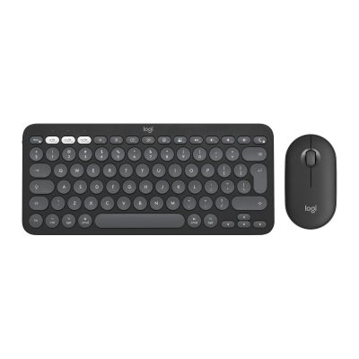 2. Logitech 920-012244 Tastatur und Maus inklusive, universell, kabellos per Funk (RF) + Bluetooth, QWERTY-Tastatur (American International), Graphit