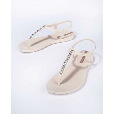 4. Ipanema Sandal Class Damen-Flip-Flop-Sandalen in Beige mit Strasssteinen