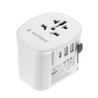 8. GEMBIRD UNIVERSAL-REISEADAPTER MIT ERDUNG 15 W, WEISS