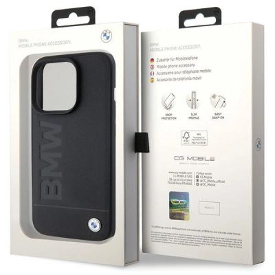 8. BMW Leder Hot Stamp iPhone 15 Pro Max Hülle - Schwarz