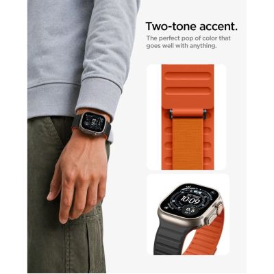 9. Spigen Athlex Air M Armband für Apple Watch 44/45/46/49 mm – Schwarz und Orange