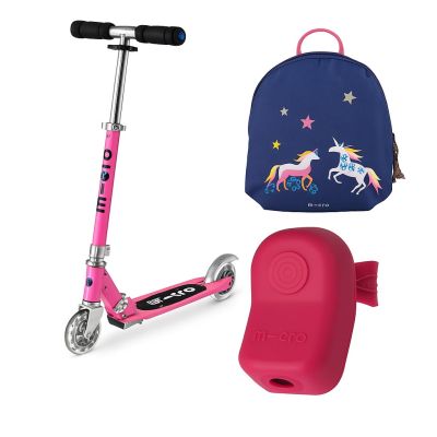 5. Micro Sprite Pink LED-Scooter + Micro Unicorn Rucksack XS AC4662 + Micro Unicorn Licht AC5466