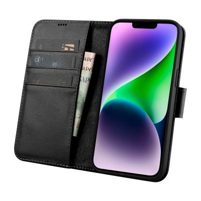4. iCarer Wallet Case 2in1 Cover iPhone 14 Plus Anti-RFID Leder Flip Case Schwarz (WMI14220727-BK)