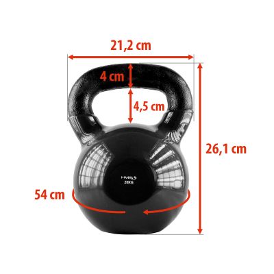 28. Schwarze, vinylbeschichtete Kettlebell aus Gusseisen HMS KNV20 