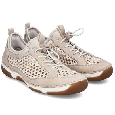 4. Bequeme Damenschuhe mit Lochmuster, beige, Rieker 55960-60