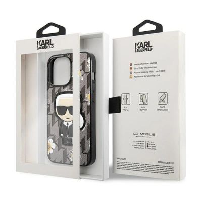 8. Karl Lagerfeld Flower Ikonik Karl Hülle für iPhone 13 Pro / iPhone 13 – grau