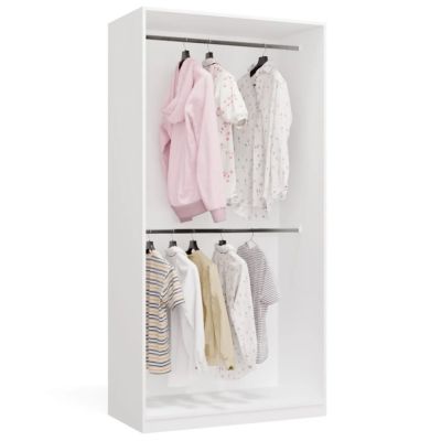 2. Garderobenschrank OPENO 2W WEISS, modulares Regal mit 2 Kleiderstangen für das Schlafzimmer