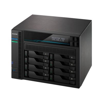 6. AS6510T NAS; LOCKERSTOR 10, 10x (3,5" SATA HDD/ 2,5" SSD), Intel Atom C3538, 8 GB DDR4 SODIMM (max. 64 GB), 2x 10GbE, 2x 5GbE, 2x M.2 2280 NVMe PCIe 3.0, 2x USB 3.2