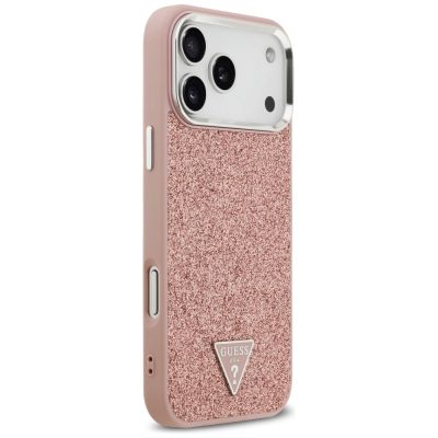 4. Guess Glitzer-Dreieck-Logo MagSafe Hülle für iPhone 17 Pro Max - Pink