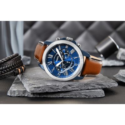 6. FOSSIL Grant Herrenuhr aus Leder FS5151 + Box