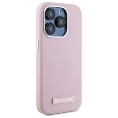 4. Karl Lagerfeld FW Metal Plate MagSafe Hülle für iPhone 15 Pro Max – Rosa