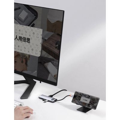17. HUB Baseus Metal Gleam 6in1 USB-C - USB-C PD 100W 1x HDMI 4K 30Hz 3x USB-A 3.2 1x RJ45 - grau