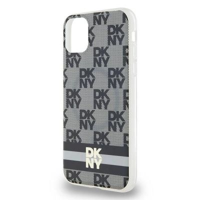 3. DKNY IML Checkered Mono Pattern & Printed Stripes MagSafe Hülle für iPhone 11 / Xr – Schwarz