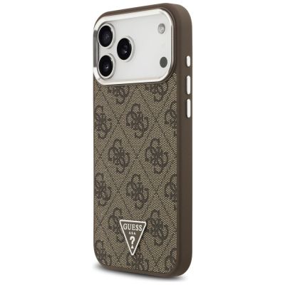 2. Guess 4G Triangle Logo MagSafe Hülle für iPhone 18 Pro Max / 17 Pro Max – Braun & Silber
