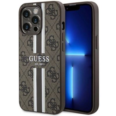 Guess GUHMP13LP4RPSW iPhone 13 Pro / 13 6,1" braun/braunes Hardcase 4G bedruckte Streifen MagSafe