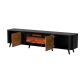 5. VOLARE TV-Schrank 200x39x49 schwarz/walnuss + Kamin