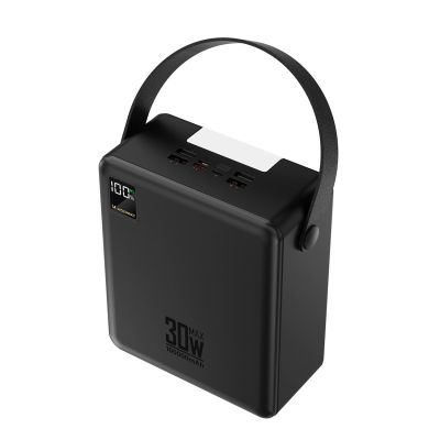 Wozinsky W8-B 100000mAh 30W Powerbank mit 2xUSB-A und 2xUSB-C Anschlüssen und Taschenlampe – Schwarz