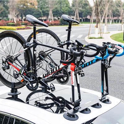 2. Rockbros XP1002 Dachträger mit Saugnapf für 2 Fahrräder – Schwarz