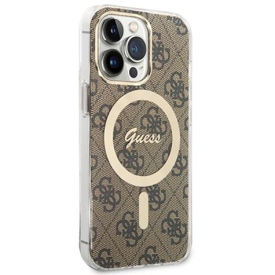 4. Set Guess GUBPP13LH4EACSW Hülle + Ladegerät iPhone 13 Pro braun/braun Hartschale 4G Print MagSafe