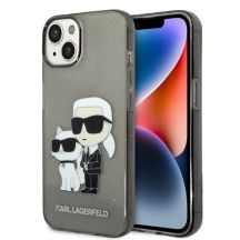 Karl Lagerfeld Glitzer Karl&Choupette Hülle für iPhone 14 Plus – Schwarz