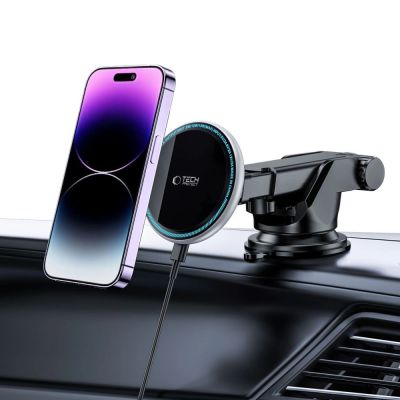 7. Tech-Protect A2 Autotelefonhalterung mit MagSafe 15W induktivem Ladegerät für das Cockpit – Schwarz