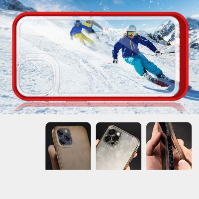 3. Klare 3in1 Hülle für iPhone 13 Mini Gel Cover mit Rahmen rot