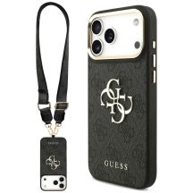 Guess 4G Big 4G Classic Logo Big Strap Metal Buttons Hülle für iPhone 18 Pro / 17 Pro – Schwarz