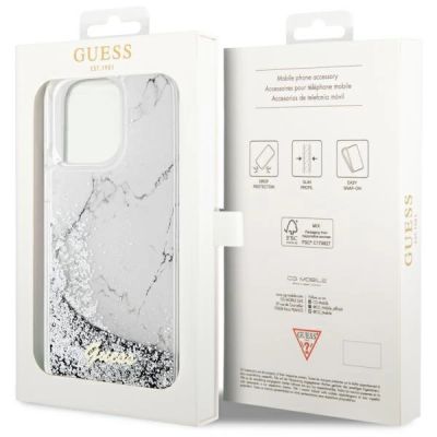 8. Guess GUHCP14XLCSGSGH iPhone 14 Pro Max 6,7" weiß/weißes Hardcase Liquid Glitter Marble