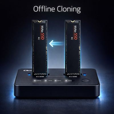 16. Qoltec M.2 NVMe SSD-Dockingstation | PCIe | USB-C | 20 Gbit/s | Dual 2 x 8 TB | Offline-Klonen