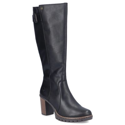 2. Schwarze Damen-Lederstiefel mit Absatz Rieker Y2581-00
