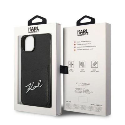 8. Karl Lagerfeld Signature Logo Cardslot-Hülle für iPhone 14 Plus – Schwarz