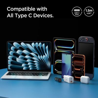 7. Spigen Essential EB6015CC USB-C-Kabel 60 W 150 cm – Dunkelgrau