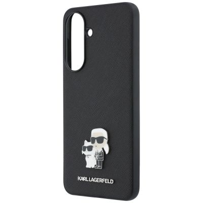 6. Karl Lagerfeld Saffiano Hülle mit K&C Metalllogo für Samsung Galaxy A57 5G – Schwarz