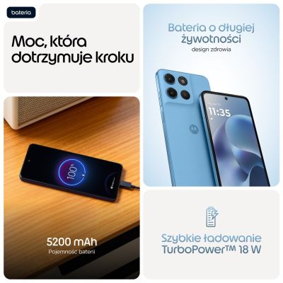 8. Motorola Moto G17, 17,1 cm (6,72 Zoll), Dual-SIM, Android 15, USB Typ-C, 4 GB RAM, 128 GB interner Speicher, 5200 mAh Akku, Blau