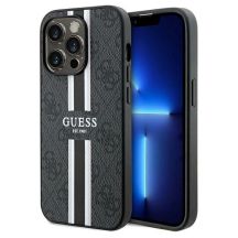 Guess 4G Printed Stripes MagSafe-Hülle für iPhone 15 Pro Max – Schwarz