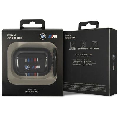 3. BMW BMAP22SWTK AirPods Pro Cover Schwarz/Schwarz Mehrfarbige Linien
